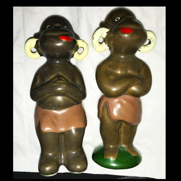 Vintage 1950's Ubangi Couple Salt & Pepper Set - Made in Japan -Excellent Cond. - Picture 8 of 8